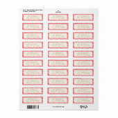 rood damask aangepaste kerst retour adres etiket (Full Sheet)