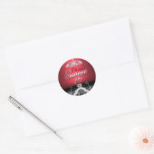 Rood Damask & Bow Sweet Sixteen Sticker (Envelop)