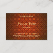 Rood Damask Elegante Kalligrafie Naam Tekst Sjablo Visitekaartje (Achterkant)