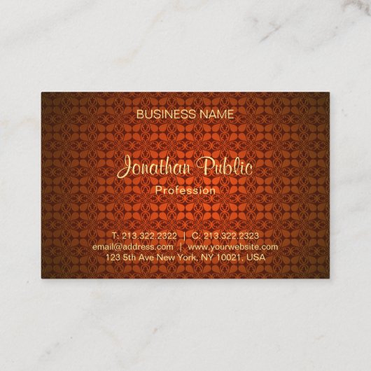 Rood Damask Elegante Kalligrafie Naam Tekst Sjablo Visitekaartje (Achterkant)