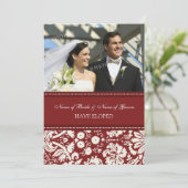 Rood Damask Fotobordkaarten voor publicatie Aankondiging (Staand voorkant)