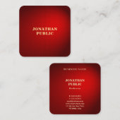 Rood Damask Gouden Tekst Trendy Elegante Sjabloon  Vierkante Visitekaartje (Voorkant / Achterkant)