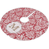 Rood Damask Lace Print Monogram Initialen boomrok Kerstboom Rok (Gekanteld)