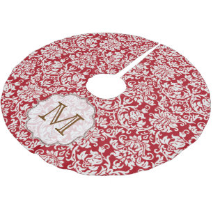 Rood Damask Lace Print Monogram Initialen boomrok Kerstboom Rok
