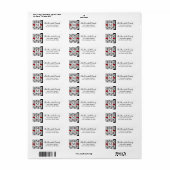 (Rood) Damask Monogram retouradreslabels Etiket (Full Sheet)
