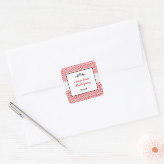 Rood Damask Pattern Afstuderen Vierkante Sticker