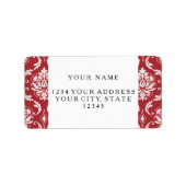 Rood Damask  Pattern Etiket (Voorkant)