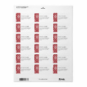 Rood Damask  Pattern Etiket (Full Sheet)