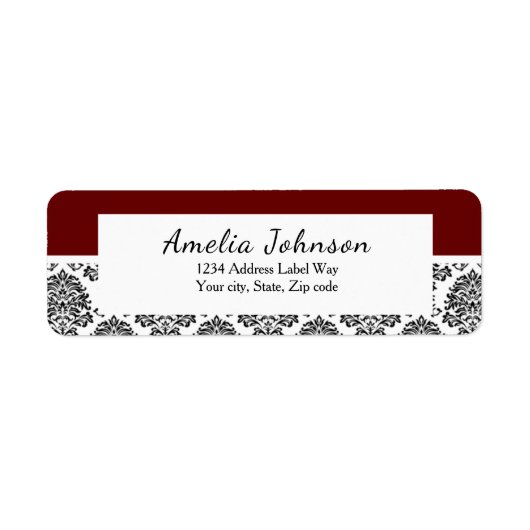 Rood, Damask-retouradres Etiket MAKEN IN OM HET EV (Voorkant)