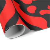 Rood Damast Bloemen Botanisch Patroon Cadeaupapier (Rol Hoek)