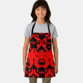 Rood Damast Bloemen Botanisch Patroon Schort (Insitu)