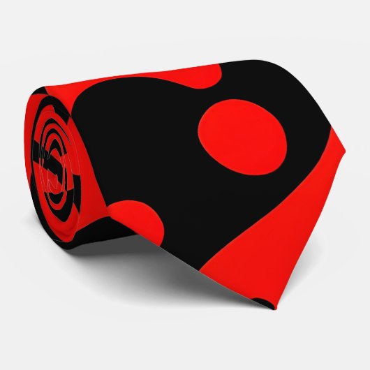 Rood Damast Bloemen Botanisch Patroon Stropdas (Opgerold)