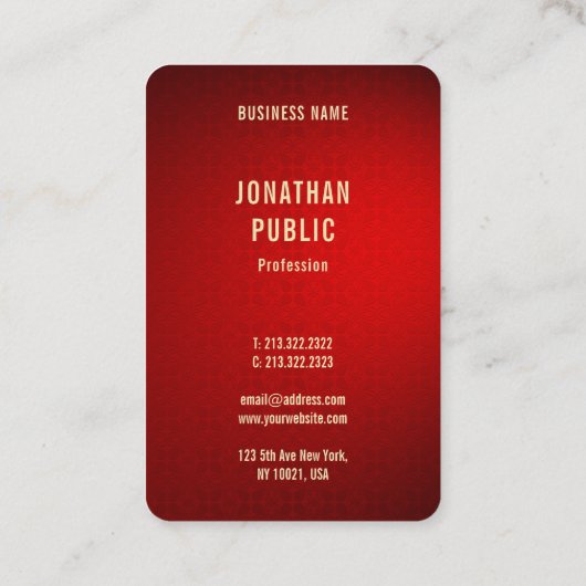 Rood Damast Goud Tekst Sjabloon Professioneel Eleg Visitekaartje (Achterkant)