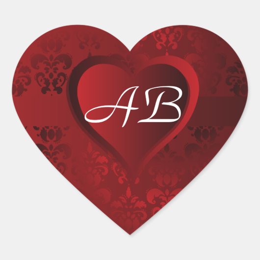 Rood Damast hart Hart Sticker (Voorkant)