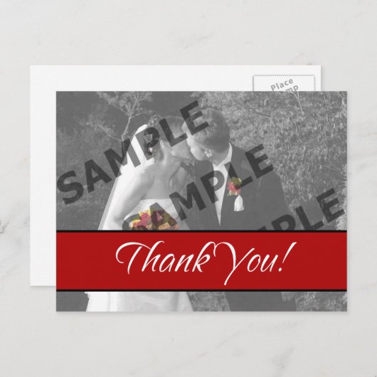 Rood Dank U Briefkaart (Voorkant / Achterkant)