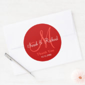 Rood Dank u Bruiloft Monogram Sticker (Envelop)