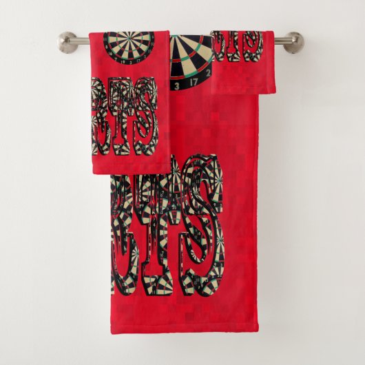 Rood Dartboard en Darts Logo Design, Bad Handdoek (Insitu)