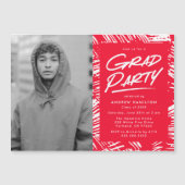 Rood | Dashed Photo Graduparty Magnetische Uitnodiging (Voorkant)