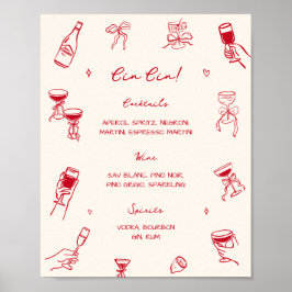 Rood Dat is Amore Bruidsfeest Cin Cin Bar Poster
