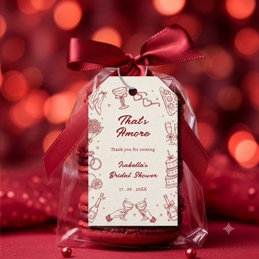 Rood Dat is Amore Italiaans Moderne Bruidsdouche Cadeaulabel