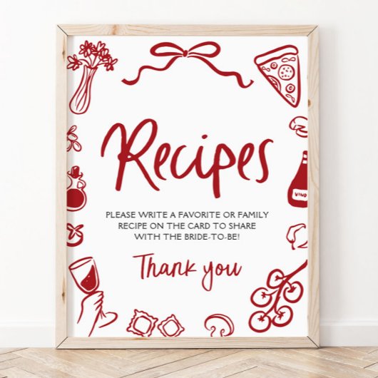 Rood Dat is Amore Whimsische Italiaanse Recepten D Poster