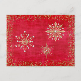 Rood & de Gouden Sneeuwvlokken van Kerstmis Feestdagenkaart