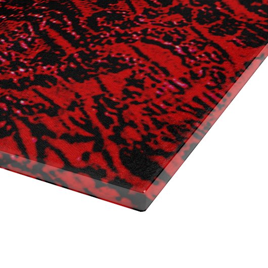 Rood decoratief bloemstoffenontwerp glas snijplank (Hoek)