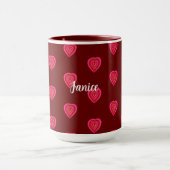 rood decoratief hart mok (Midden)