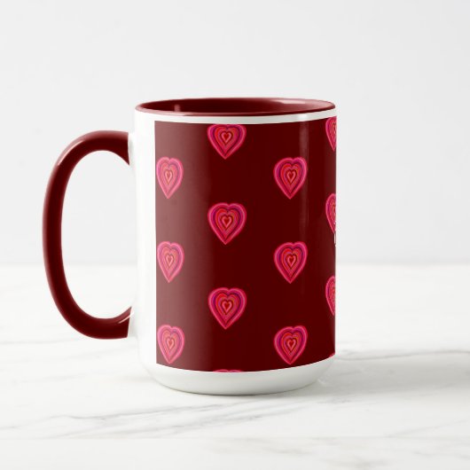 rood decoratief hart mok (Links)