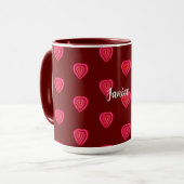 rood decoratief hart mok (Voorkant links)