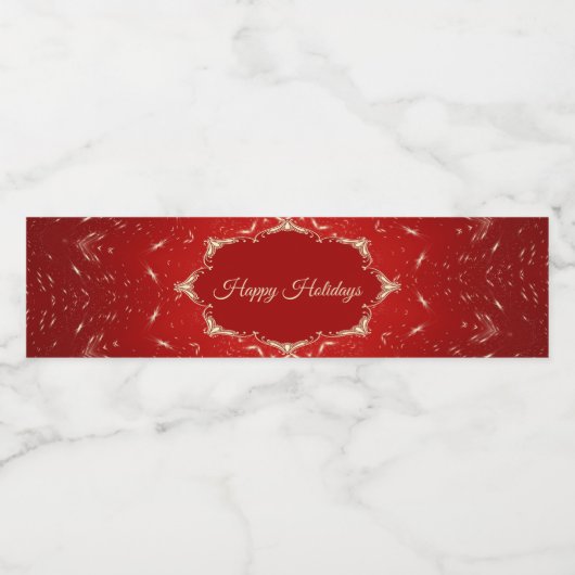 Rood decoratief kerstflesetiket waterfles etiket (Enkel label)