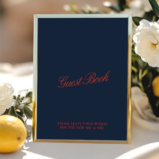  Rood & Deep Blue Wedding Gastboek Teken