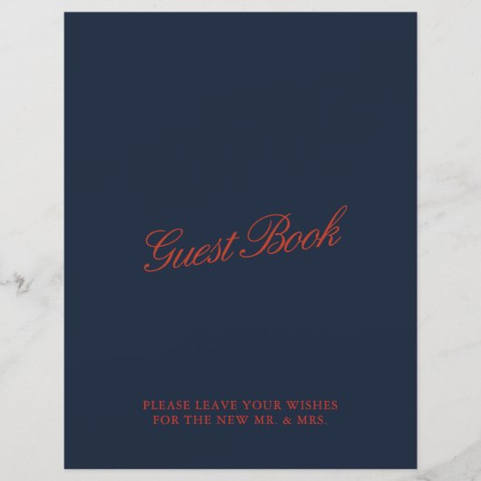 Rood & Deep Blue Wedding Gastboek Teken (Voorkant)