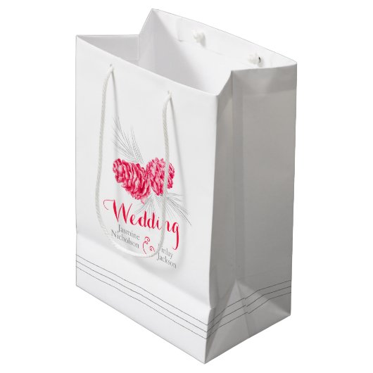 Rood dennenaaltje voor bruiloft medium cadeauzakje (Voorkant Gekanteld)