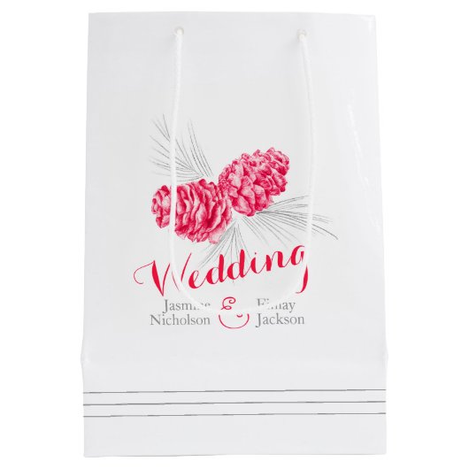 Rood dennenaaltje voor bruiloft medium cadeauzakje (Achterkant)