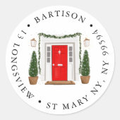 Rood deporbedrijf Klassic Round Sticker (Voorkant)