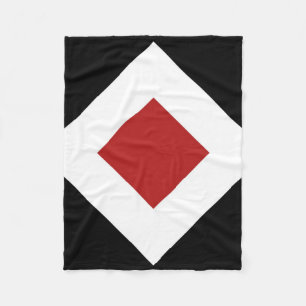 Rood diamant, Vet witte rand zwart Fleece Deken