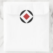 Rood diamant, Vet witte rand zwart Ronde Sticker (Tas)