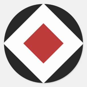 Rood diamant, Vet witte rand zwart Ronde Sticker
