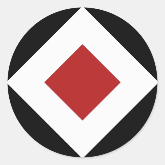 Rood diamant, Vet witte rand zwart Ronde Sticker (Voorkant)