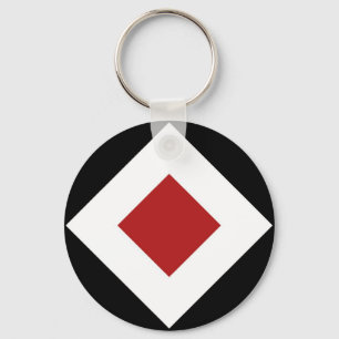 Rood diamant, Vet witte rand zwart Sleutelhanger