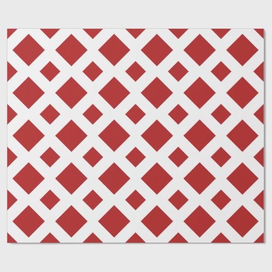 Rood diamant, witte rand cadeaupapier (Vlak)