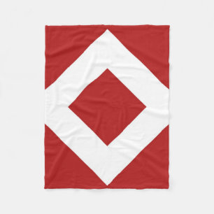 Rood diamant, witte rand fleece deken