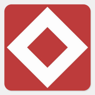 Rood diamant, witte rand vierkante sticker