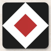 Rood diamant, witte rand zwart drankjes onderzetter (Voorkant)