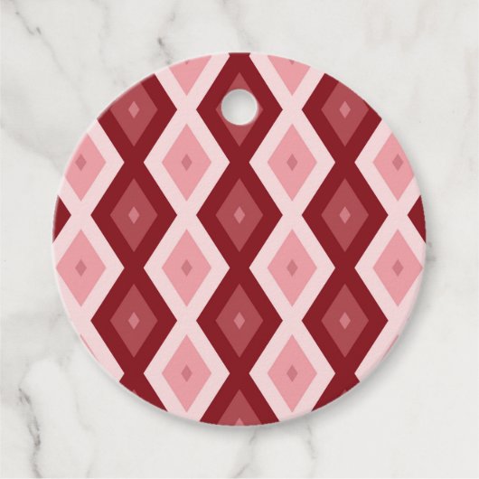 Rood diamantpatroon bedankjes labels (Voorkant)