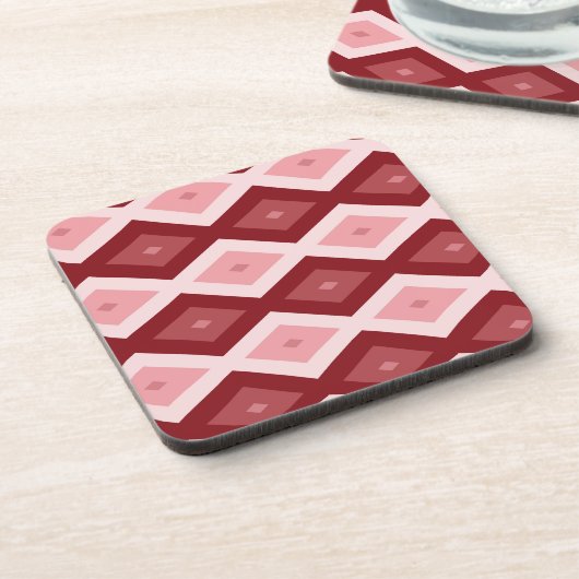 Rood diamantpatroon bier onderzetter (Linkerzijde)