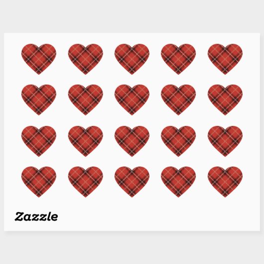 Rood diamantpatroon hart sticker (Vel)