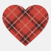 Rood diamantpatroon hart sticker (Voorkant)