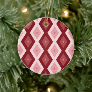 Rood diamantpatroon keramisch ornament